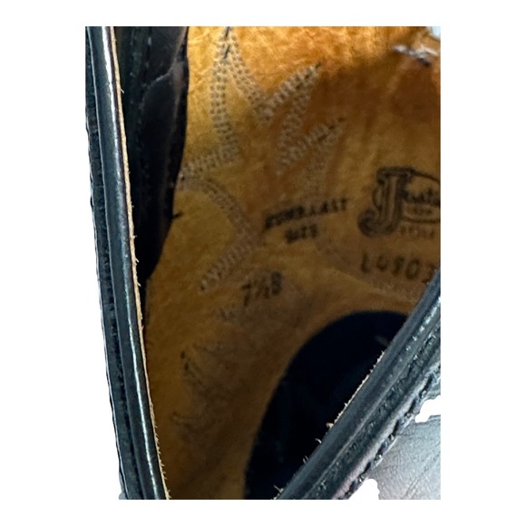 Justin Boots Black Leather Cowboy Western Boots Mens 7.5B Style L4903 - Picture 6 of 12